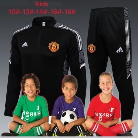 kid's 21/22 Manchester United black Training Suits  