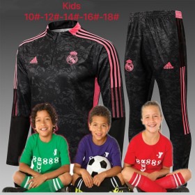 kid's 21/22 Real Madrid black Red Training Suits  
